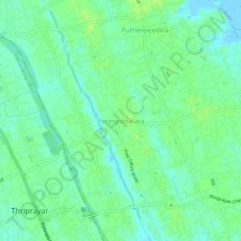 Peringottukara topographic map, elevation, terrain