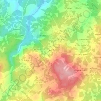 Taín topographic map, elevation, terrain