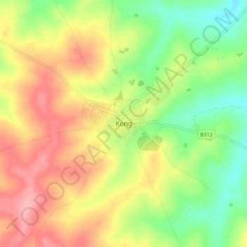 Kong topographic map, elevation, terrain