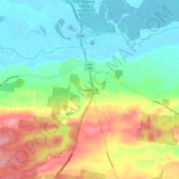 Longford topographic map, elevation, terrain