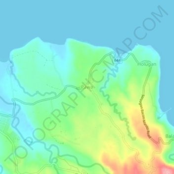 Pawa topographic map, elevation, terrain