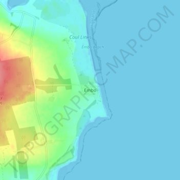 Embo topographic map, elevation, terrain
