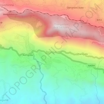Beragala topographic map, elevation, terrain