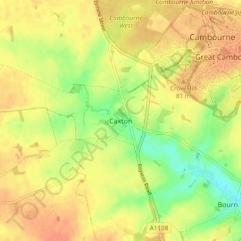 Caxton topographic map, elevation, terrain