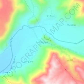 La Pascana topographic map, elevation, terrain