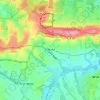 Arreton topographic map, elevation, terrain