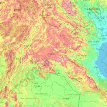 Xiangkhouang topographic map, elevation, terrain