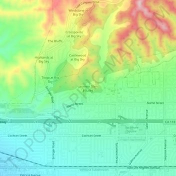 Jasmine Glen Estates topographic map, elevation, terrain