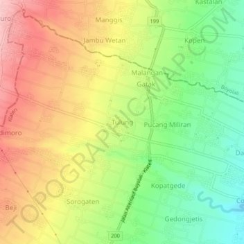 Tulung topographic map, elevation, terrain