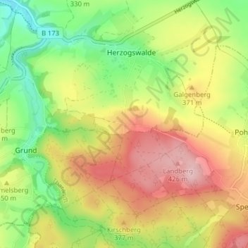 Landberg topographic map, elevation, terrain