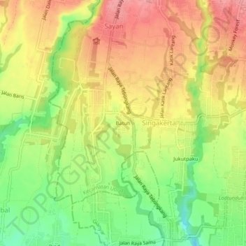 Batuh topographic map, elevation, terrain