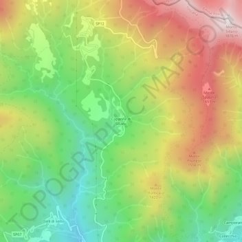 Capanne di Sillano topographic map, elevation, terrain