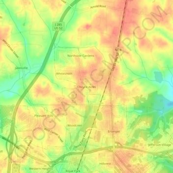 Choyce Acres topographic map, elevation, terrain