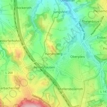 Hartenberg topographic map, elevation, terrain