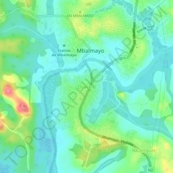 Oyack II topographic map, elevation, terrain