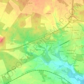 Loustalot topographic map, elevation, terrain