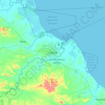 Chitré topographic map, elevation, terrain