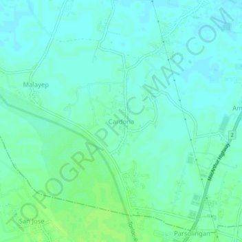 Cardona topographic map, elevation, terrain