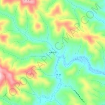 Ashland topographic map, elevation, terrain