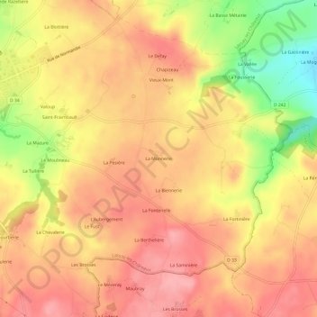 La Monnerie topographic map, elevation, terrain