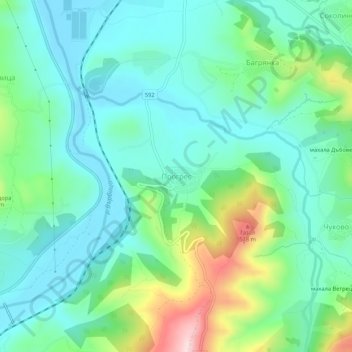 Progres topographic map, elevation, terrain