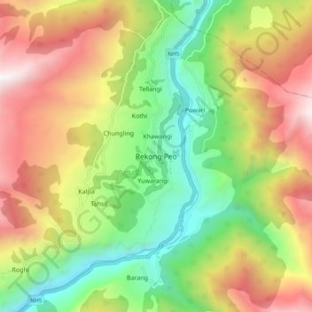 Rekong Peo topographic map, elevation, terrain