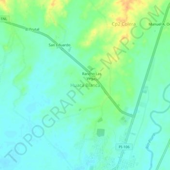 Huaca Blanca topographic map, elevation, terrain