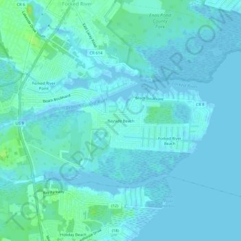 Bayside Beach topographic map, elevation, terrain