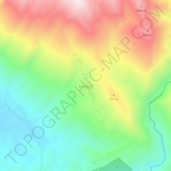 Kızıldağ topographic map, elevation, terrain