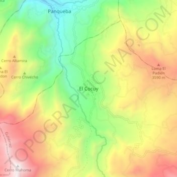 El Cocuy topographic map, elevation, terrain