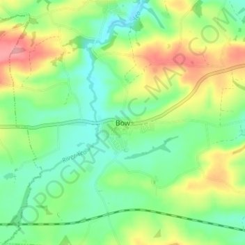 Bow topographic map, elevation, terrain