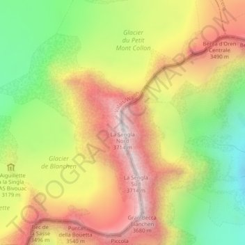 La Sengla topographic map, elevation, terrain