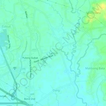 Santol topographic map, elevation, terrain