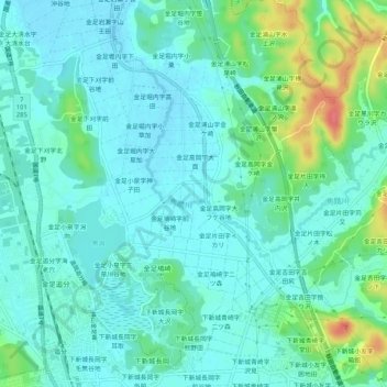 金足高岡字稲荷林 topographic map, elevation, terrain