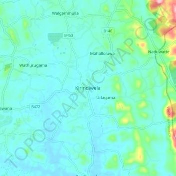 Kirindiwela topographic map, elevation, terrain