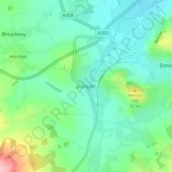 Donyatt topographic map, elevation, terrain