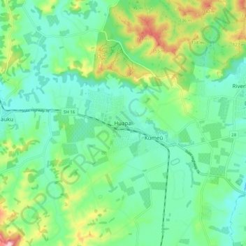 Huapai topographic map, elevation, terrain