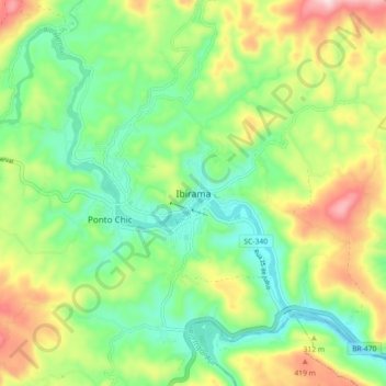 Ibirama topographic map, elevation, terrain