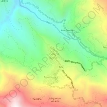 Irupana topographic map, elevation, terrain