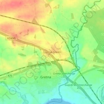 Gretna Green topographic map, elevation, terrain