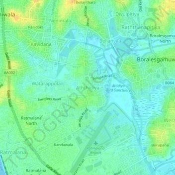 Aththidiya topographic map, elevation, terrain