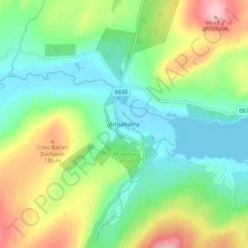Altnaharra topographic map, elevation, terrain