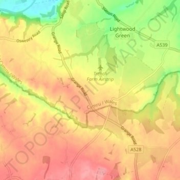 Knolton topographic map, elevation, terrain
