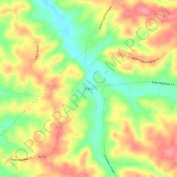 Shiloh topographic map, elevation, terrain