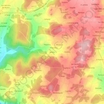 Novela topographic map, elevation, terrain