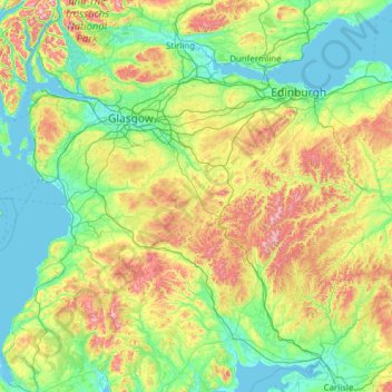 Lanarkshire topographic map, elevation, terrain