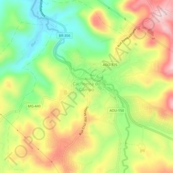 Cachoeira do Campo topographic map, elevation, terrain