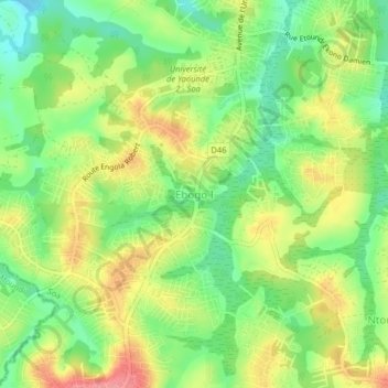 Ebogo I topographic map, elevation, terrain
