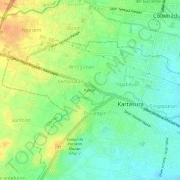 Kalitan topographic map, elevation, terrain