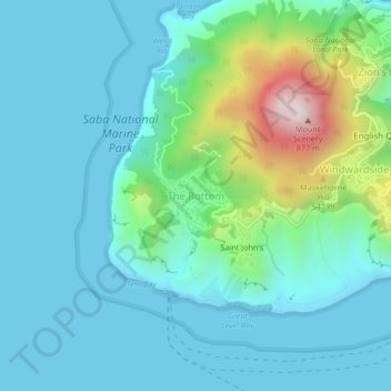 The Bottom topographic map, elevation, terrain